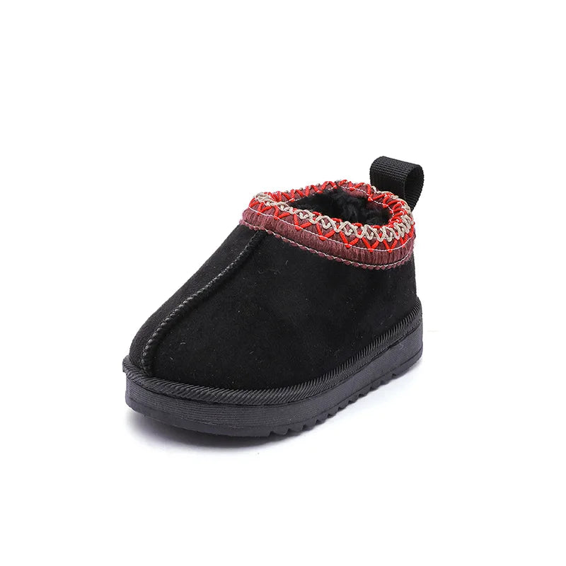 Baby Warm Snow Boots Winter 2026 New Fashion Children's Ankle Boots Girls Low-top Cotton Shoes Boys Plush Suede Short Boots