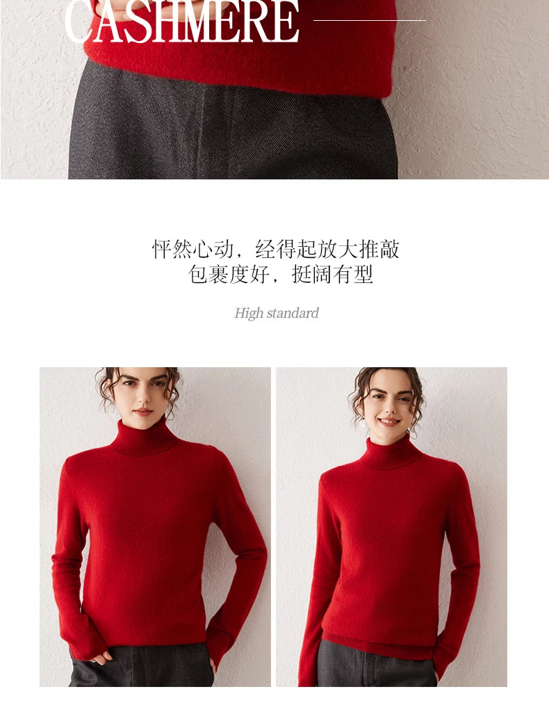 Ladies Sweater Cashmere Sweater Women Wool Turtleneck Knitwears 100% Cashmere Tops Long Sleeve Pullovers Jumpers Female Clothing
