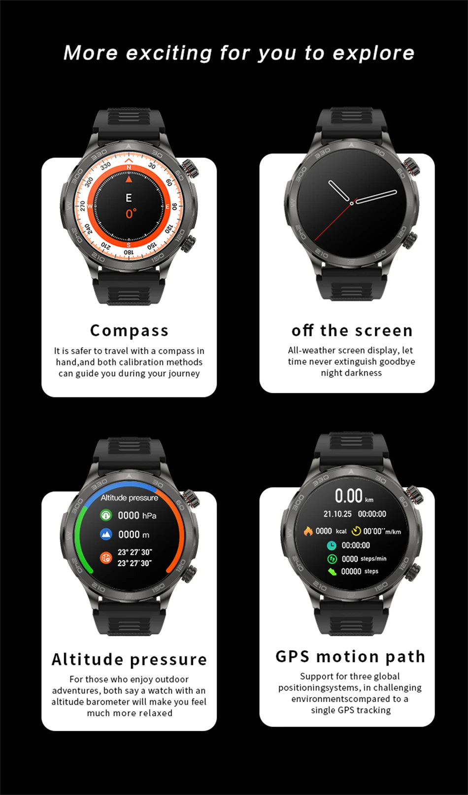 2024 New For Huawei Xiaomi GPS Sports Smartwatch Men NFC Compass Fitness Tracker IP68 Waterproof Bluetooth Call Smartwatch Man