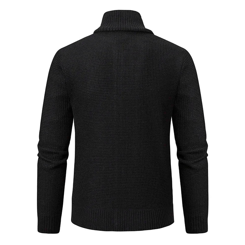 Men Jackets Fleece Cardigan Winter Contrast Splice Knittde Sweater Breathable Thicken Warm Stand Collar Casual Coat Sweater Mens