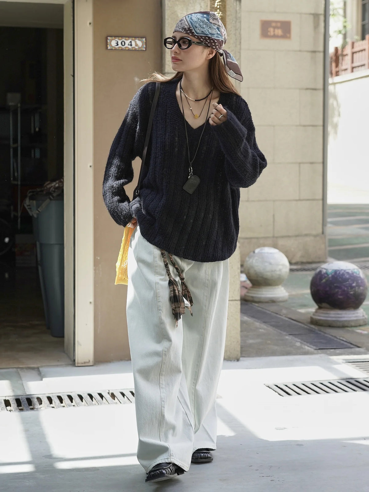 2026 New Women Soft Material Pullovers V-Neck Autumn Women Sweater Clothes Knitted Pullovers Long Sleeve Sweater Pull Femme