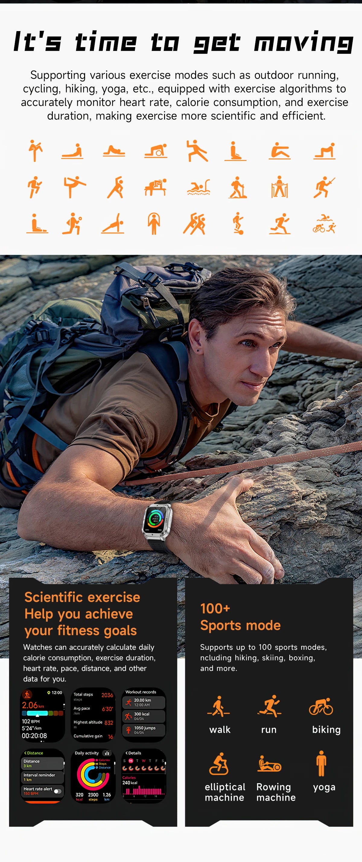 Smart Watch Men Women 1.83" AMOLED Screen 1000mAh Bluetooth Call Sports Fitness Bracelet IP68 Waterproof Smartwatch For Android