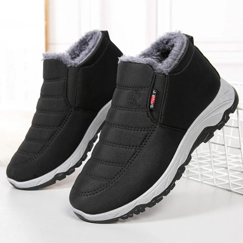 Waterproof Winter Boots for Men's  2025 New Plush Snow Boots Men's Ankle Boots Warm Black Couple Cotton Couples Platform Shoes