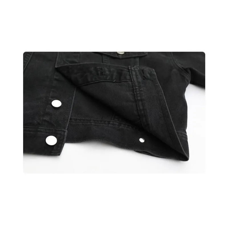 Jackets For Man Coat Spring Vintage Street Loose Black Denim Long Sleeve Top Versatile Outerwear