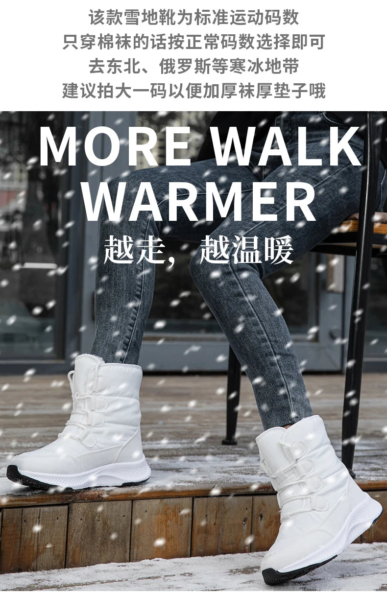 2023 Winter White Snow Boots Waterproof Non-slip Thicken Plush Warm Ankle Boots Women Shoes Botas Mujer Platform Shoes
