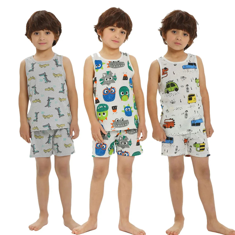 Children Pajamas for Girls Boys 1 to 2 3 4 5 6 7 8 9 Years Cotton Green Pink Toddler Girl Pijama Short Set Teen Boy Pyjama Suit