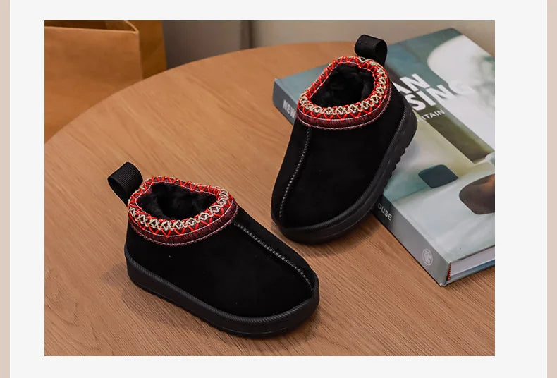 Baby Warm Snow Boots Winter 2026 New Fashion Children's Ankle Boots Girls Low-top Cotton Shoes Boys Plush Suede Short Boots