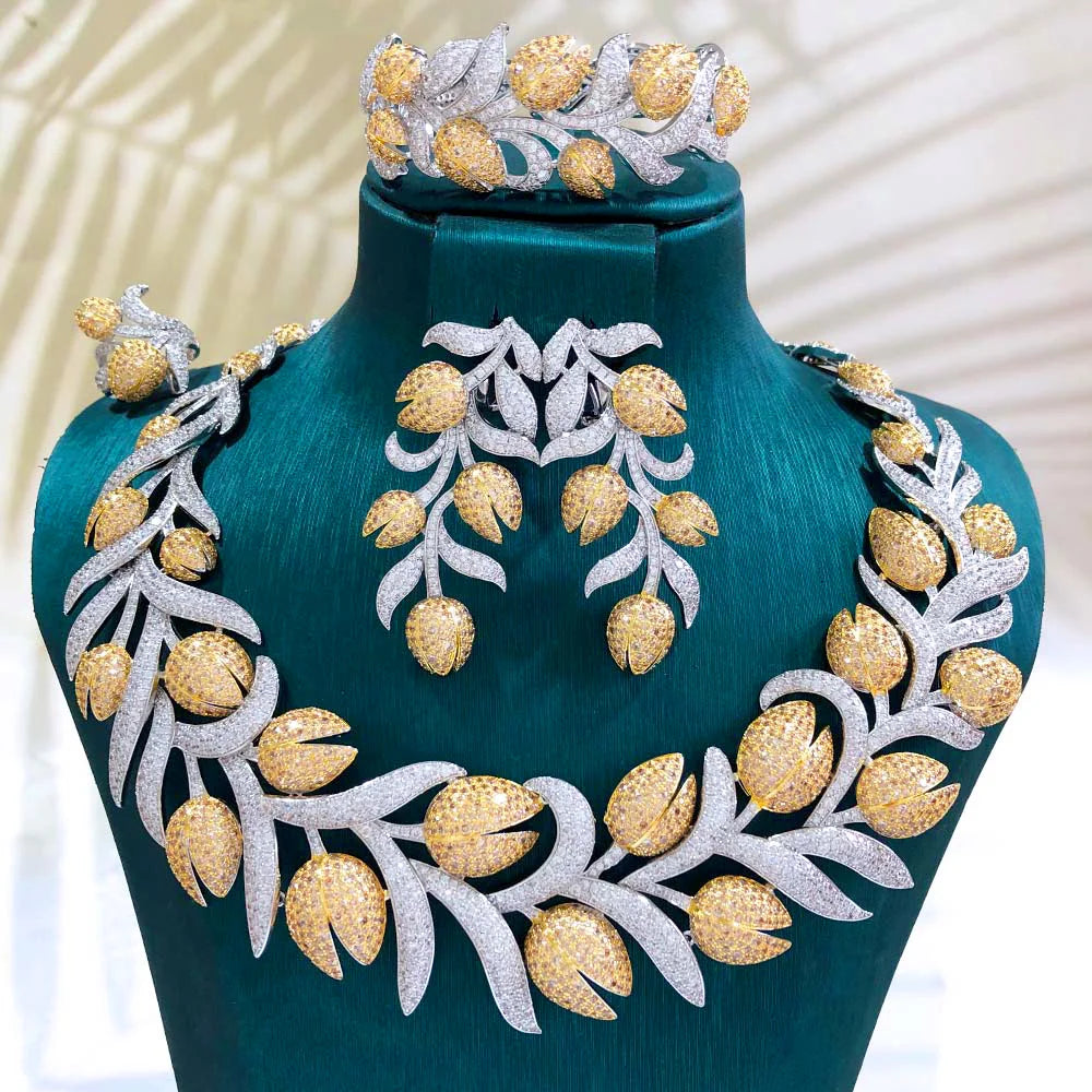 GODKI Luxury 4pcs Bold Ball African Jewelry Sets For Women Wedding Party Full Cubic Zircon Dubai Bridal Jewelry Set Gift