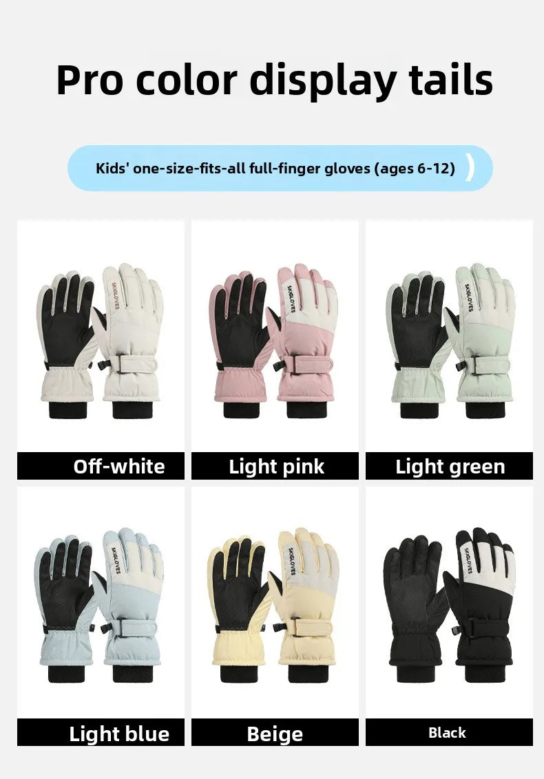 Kids Winter Ski Gloves Waterproof Thermal Snow Gloves for Boys Girls Outdoor Cold Weather Mittens for Cycling Riding and Sports