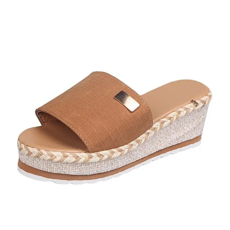 Womens High Heel Sandals Ladies Thick Bottom Casual Slippers Summer New Wedges Sandals Female Shoes Women Platform Mules Slipper