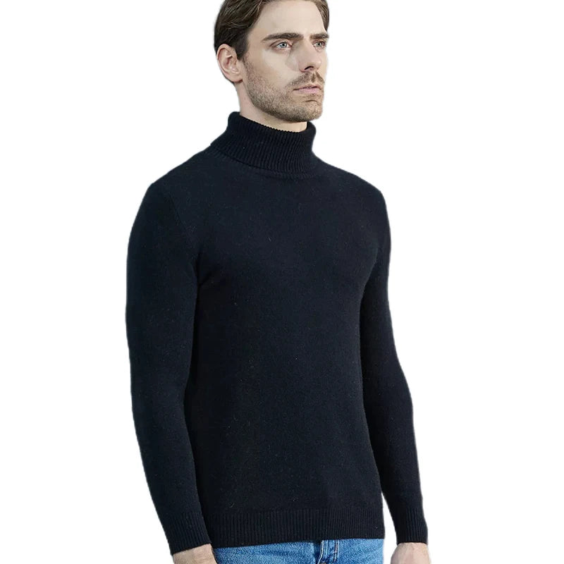 Men Knitted Sweaters Cashmere Sweater 100% Merino Wool Turtleneck Long-Sleeve Thick Pullover Winter Autumn Male Jumpers Clothing