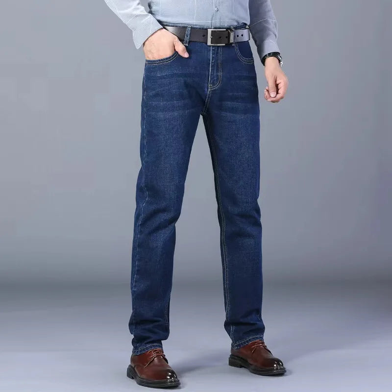 2026 NEW Men Men's Fashion Business Jeans Classic Style Casual Stretch Slim Jean Pants Male Brand Denim Trousers Black Blue Me