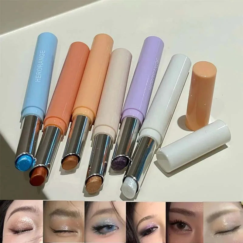 Punk Purple Metallic Eyeshadow Stick Waterproof Lasting Pearlescent Glitter Eye Shadow Highlight Eyeshadow Fine Shiny Eye Makeup
