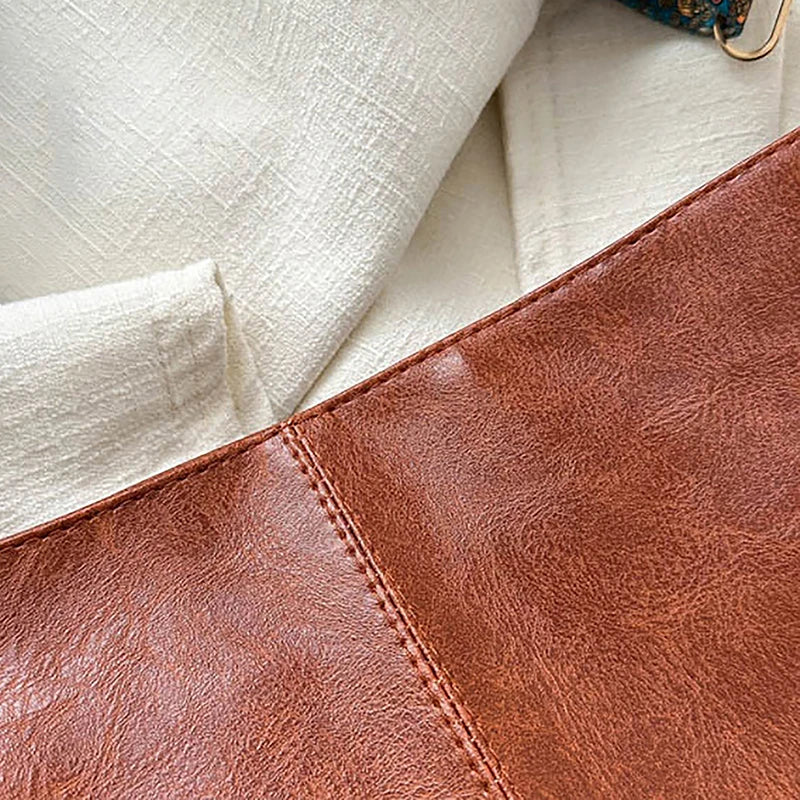 Antique Single Color Feminine Shoulder Sling Bag; Spacious, Simple, Wide Strap Bucket Crossbody Bag
