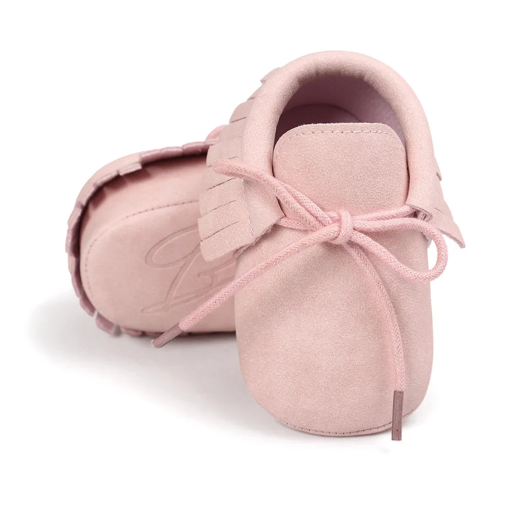 Baby Shoes Newborn Infant Boy Girl Classical Lace-up Tassels Suede Sofe Anti-slip Toddler Crib Crawl Shoes Moccasins 10-colors