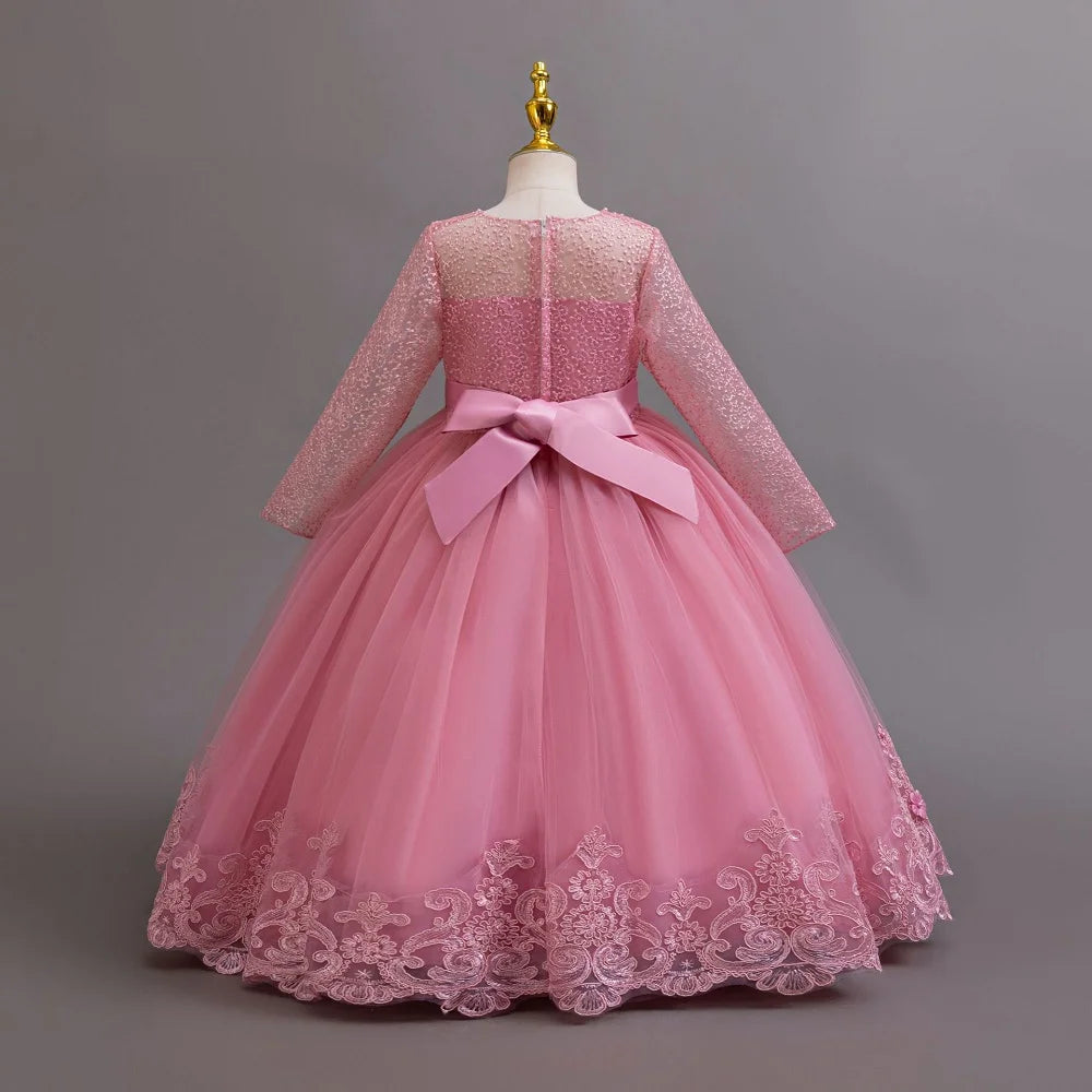 girls dress Long dresses for girls aged 4-12 Birthday dress Gorgeous and elegant beauty pageant dress Wedding flower girl dress