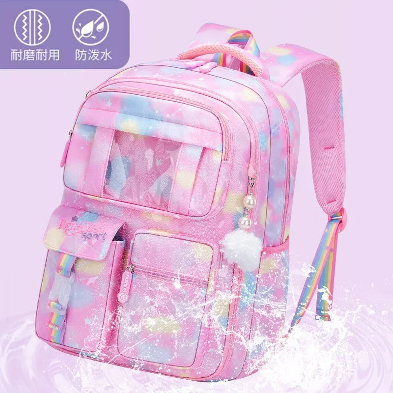 New Schoolbag Student Girls Children's Princess Refrigerator Door Backpack Spine Protector School Book Shoulder Bags cute