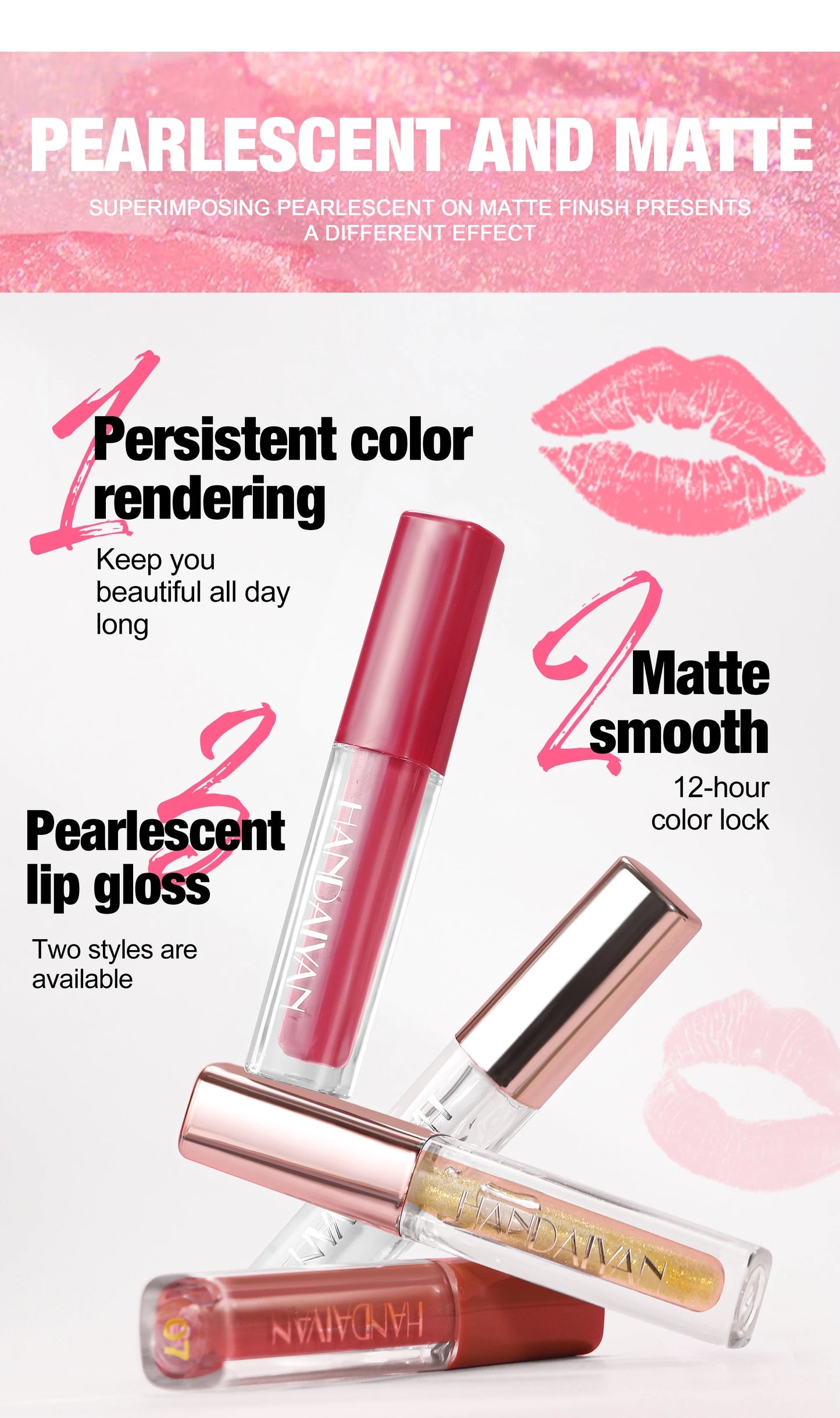 4pcs Velvet Lip gloss Set Liquid Lipstick Kit Easy Color Long Lasting Waterproof Lip Tint Oil Non-Stick Makeup Lip Glaze Set