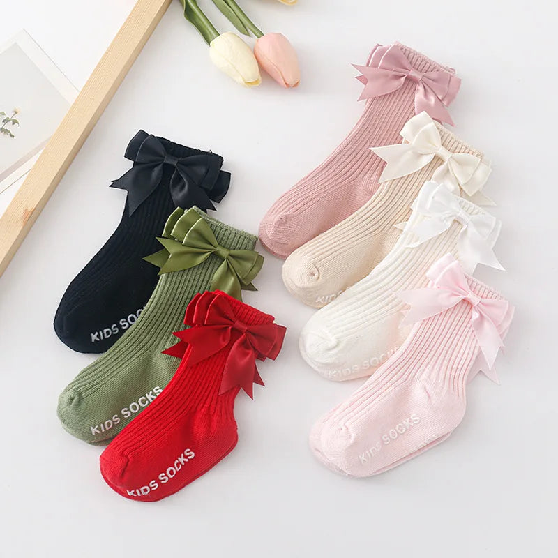 Toddler Socks Baby Accessories Girl Cute Bow Non-slip Floor Socks Children Kids Mid-tube Cotton Socks Infant Newborn Boy Clothes