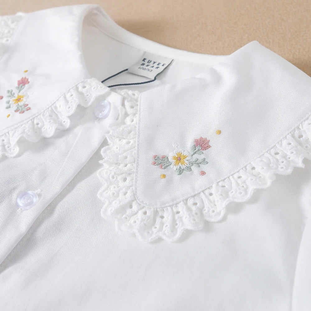 Girls Shirt Delightful White Embroidered Blouse Specifically Designed for Girls Aged 5 to 12 Years Old