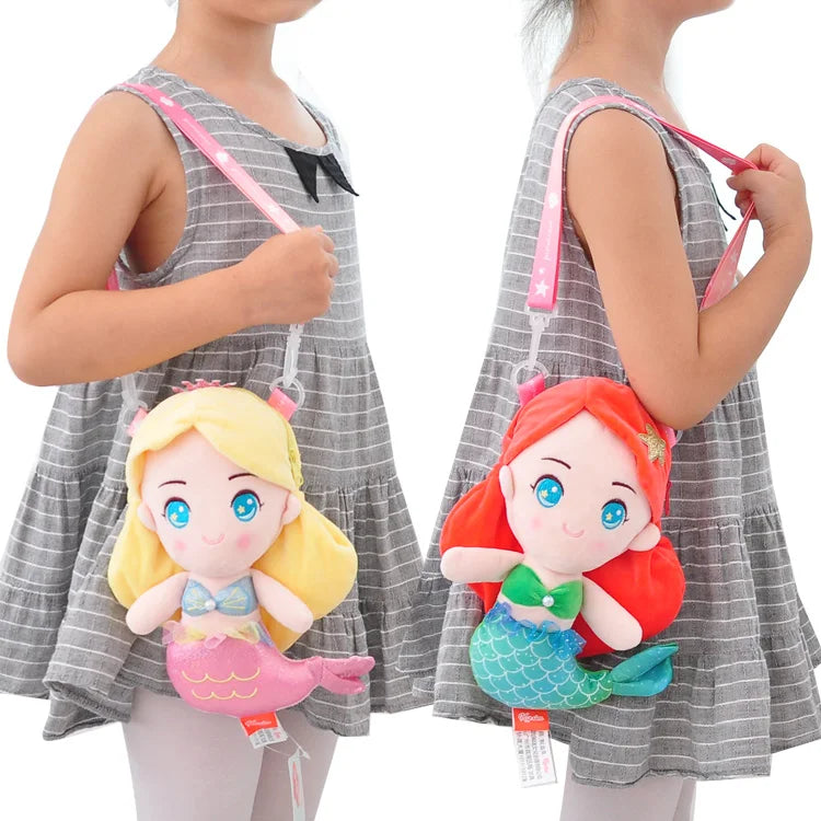 Mermaid Princess Shoulder Bags Little Girls Cute Coin Purses Children Mermaid Plush Toy Crossbody Bag