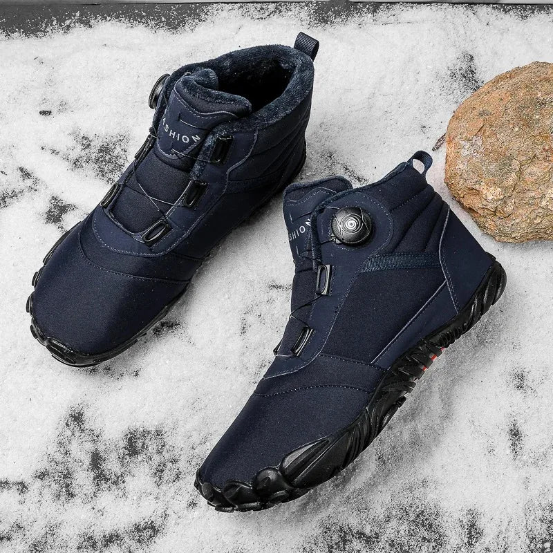 Winter Unisex Boots Plush Warm Snow Boots Comfortable Wide Toe Barefoot Shoes Winter High-top Casual Sneakers Botas Para Hombre