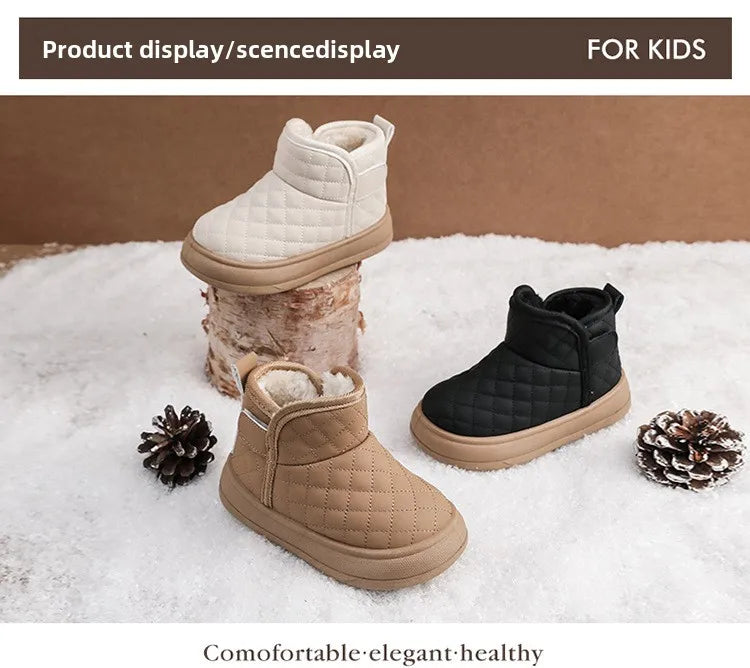 Winter Plush Boots For Children Soft Warm Velvet Snow Boots For Kids Anti-slippery Waterproof Boy's Girl's Winter Boots
