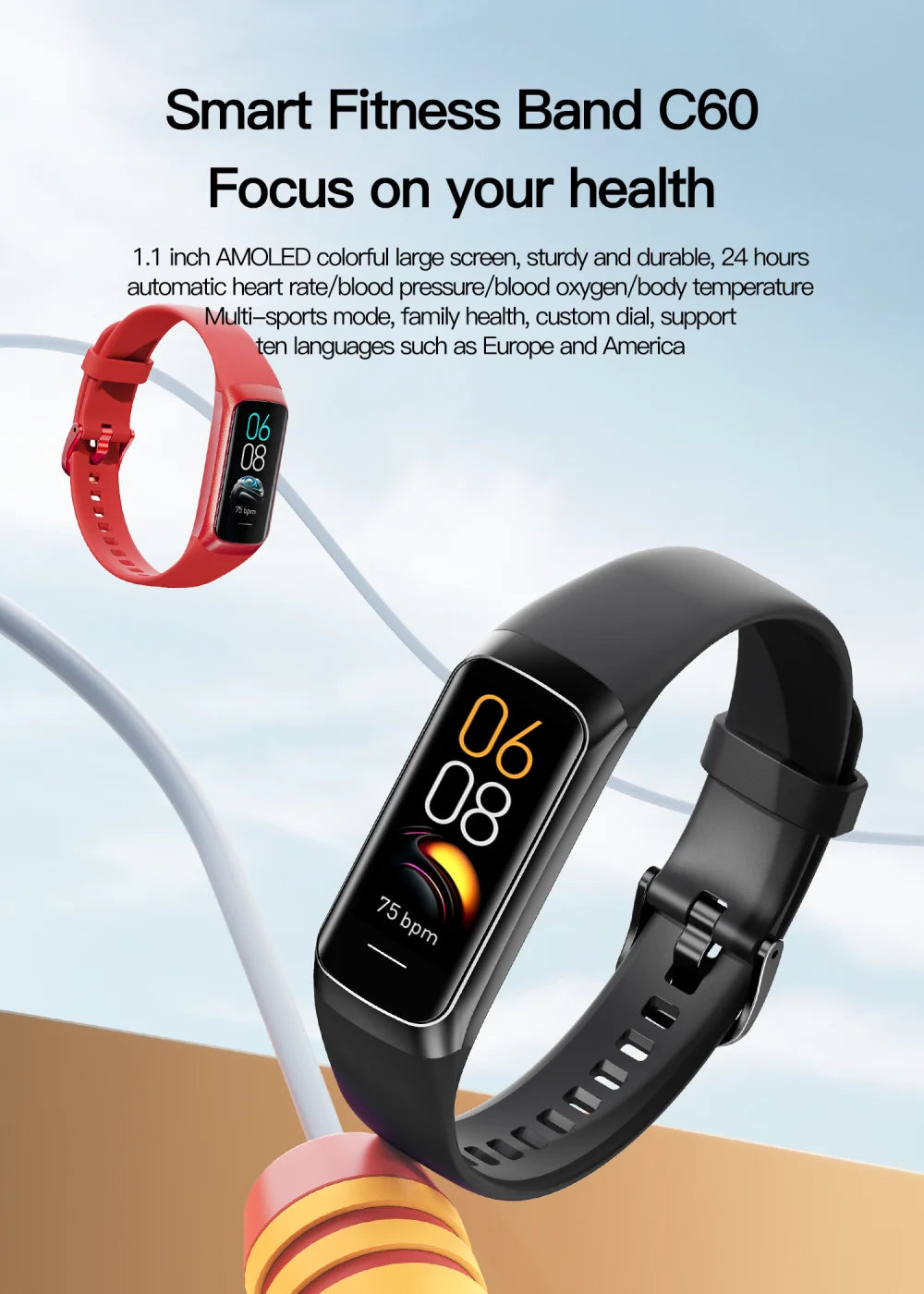 696 Smart Watches 1.1-Inch AMOLED Screen Blue Tooth Call Measurement Temperature Heart Rate Sleep Sports Health Bracelet Women