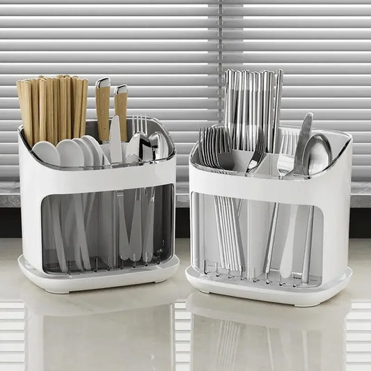 Utensil Holder Cutlery Drainer Kitchen Tableware Storage Bucket Plastic Chopstick Spoon Storage Rack Detachable Kitchen Tools