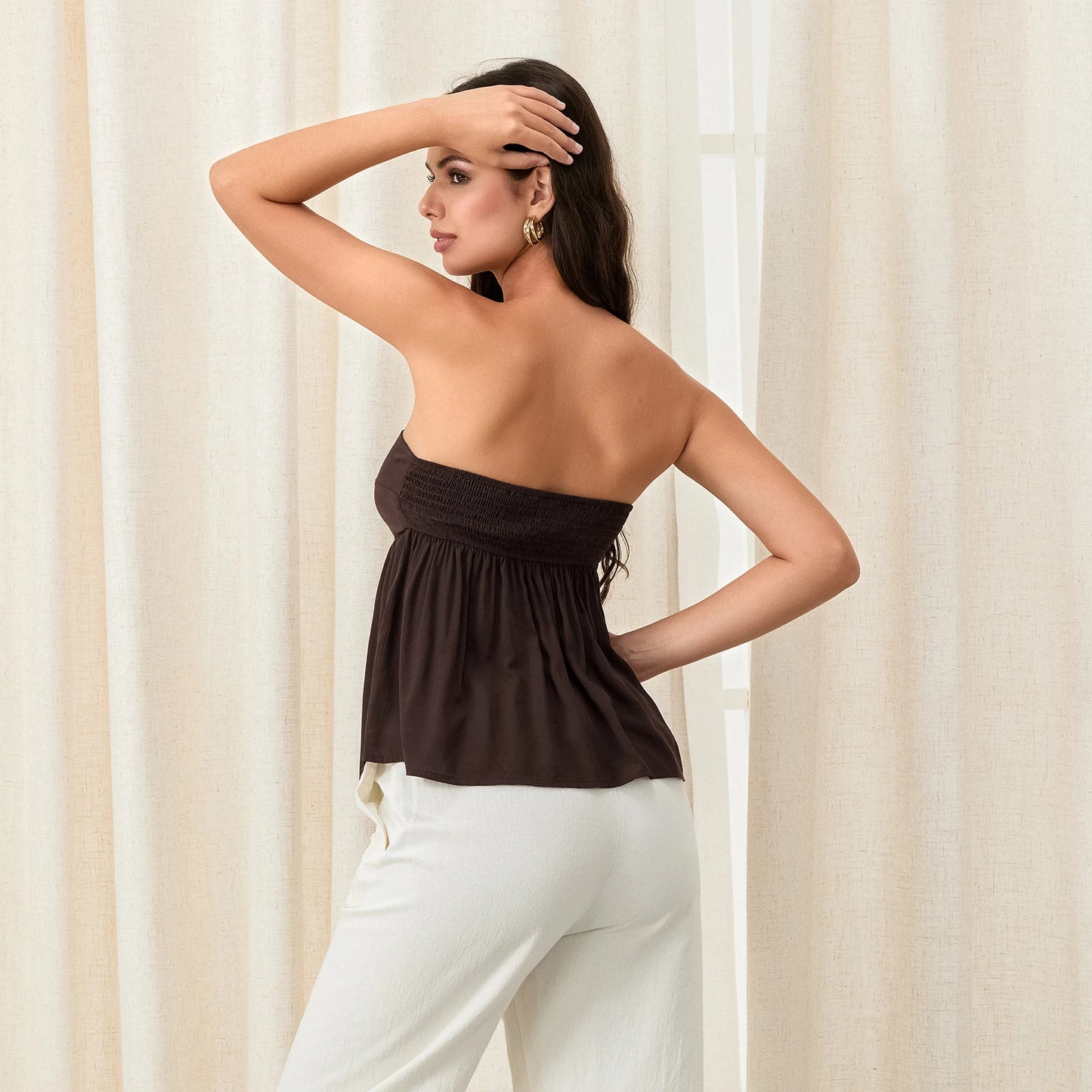 2022 Women Sexy Tube Top Summer Women Casual Tank Crop Tops Solid Color Elastic Design Backless Breathable Strapless Tops