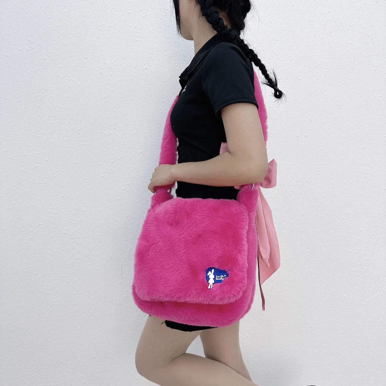 Ins Plush Women Messenger Bag Vintage Ladies Shoulder Crossbody Bags Large Capacity Students Girls Furry Tote Purse Handbags