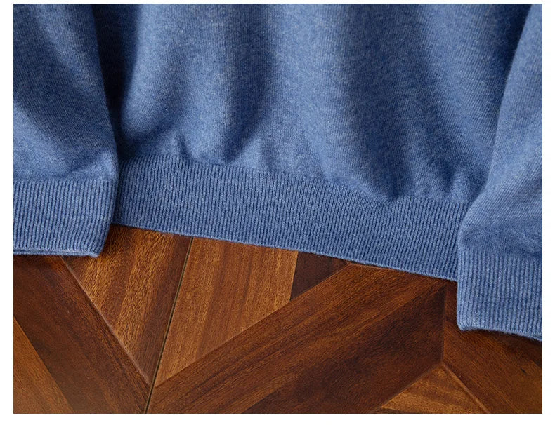 100% Cashmere Men's Pullover Casual Solid Color Knitted Sweater Loose Pull V-Neck Tops Basic Versatile Jumper