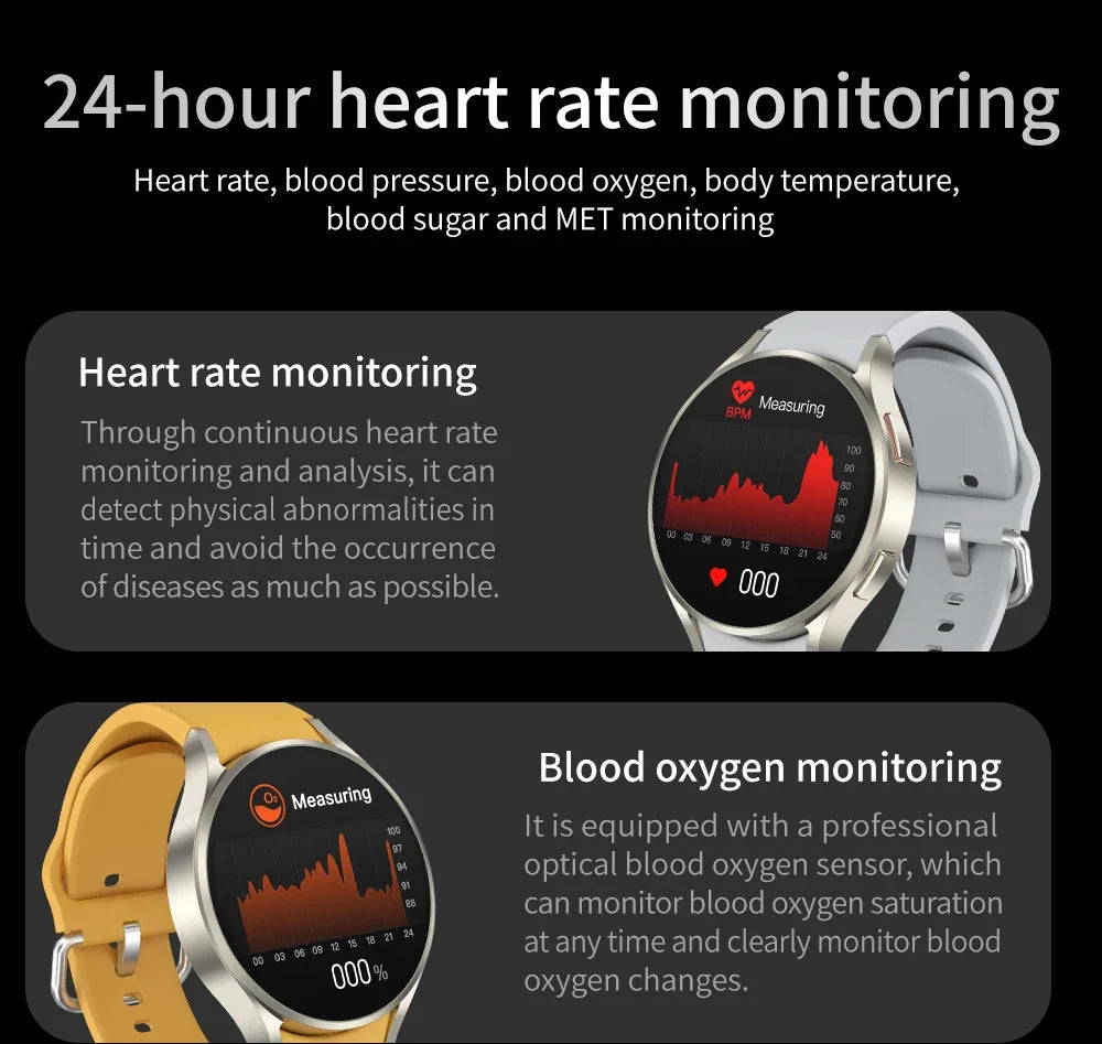 2024 Bluetooth Call Smart Watch Men Woman Heart Rate Custom Dials Sport Smarthwhatch Health Monitor Smartwatch For Android IOS