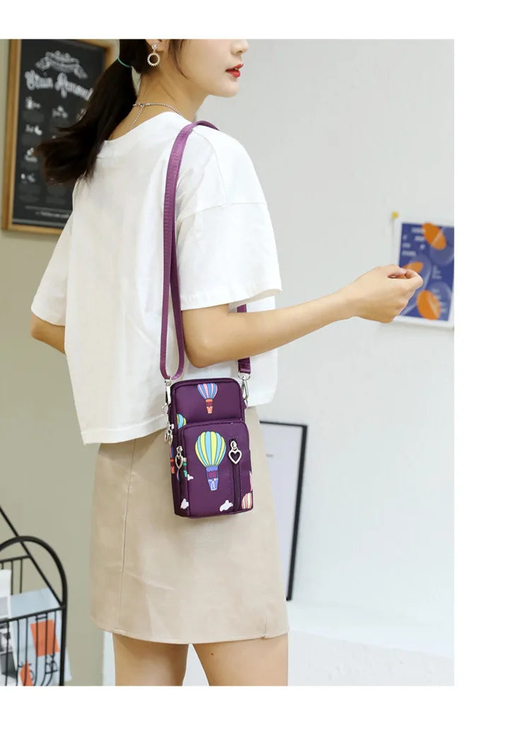 Waterproof Nylon Mobile Phone Versatile Mini Bag Purses Women's Shoulder Cross Body Messenger Bag