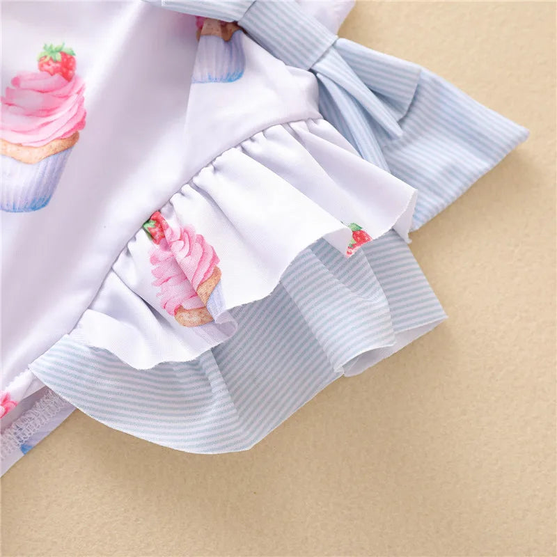 Summer One Piece Girls Swimsuits Baby Bow Ruffle Bathing Bikini Swimwear Toddler Girl Beach Holiday Clothes Kids Swimming Dress