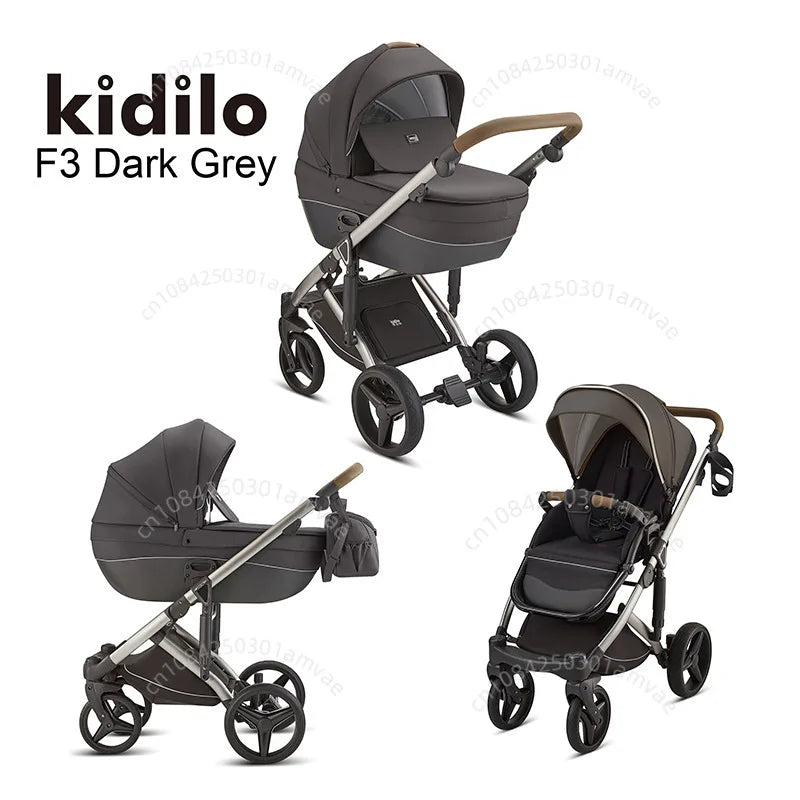 Deluxe Baby Stroller 2 in 1 High View Comfortable Baby Stroller Foldable Portable Travel Baby Carriage with Mother Bag