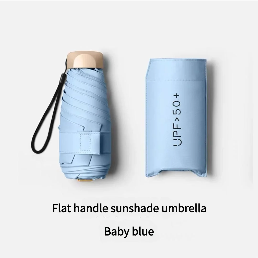 Ultra Light Small Mini Women Five Fold Umbrella Sun Proof Sun Proof Anti UV Sun Rain Dual Use Umbrella Thick Black Glue Pocket S