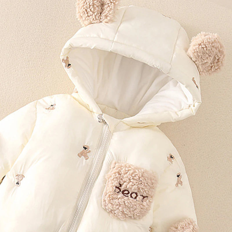 Winter Baby Jumpsuit Thick Warm Infant Hooded Inside Fleece Rompers Newborn Boy Girl Overalls Outerwear Baby Sets