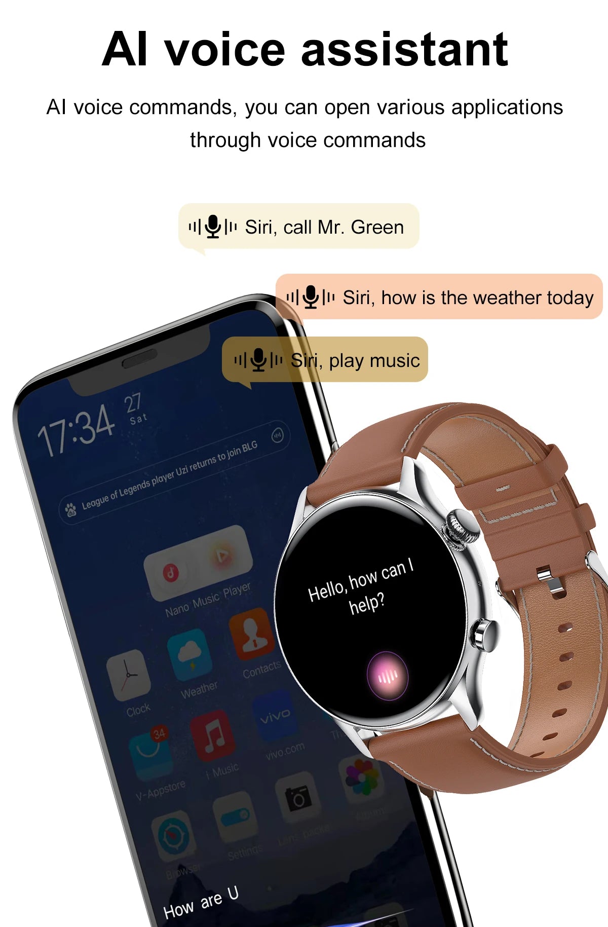 Smart Watch Women AMOLED HD Screen Always On Display Women Watches Bluetooth Call IP68 Waterproof Sport Fitness Men Smartwatch