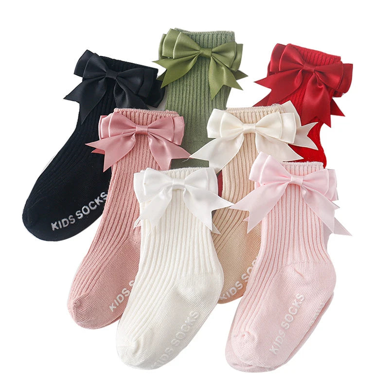 Toddler Socks Baby Accessories Girl Cute Bow Non-slip Floor Socks Children Kids Mid-tube Cotton Socks Infant Newborn Boy Clothes