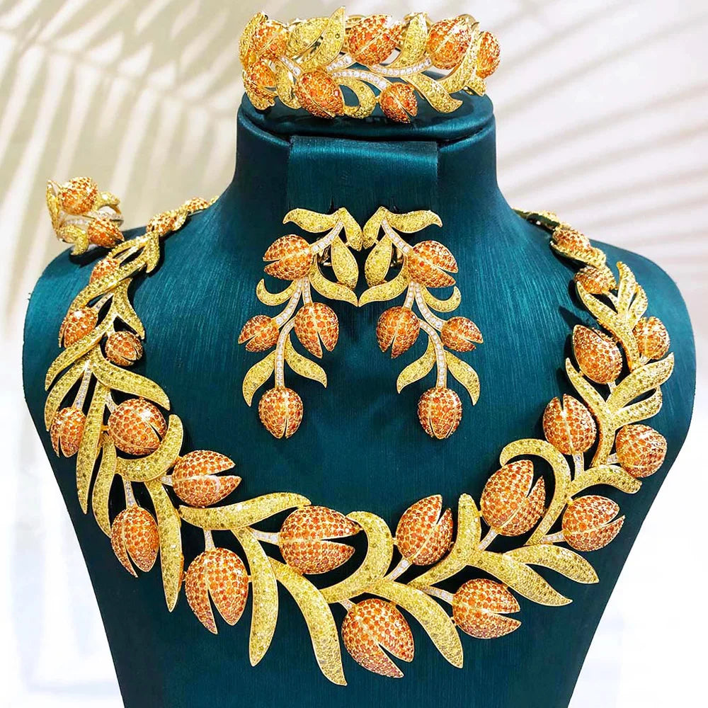 GODKI Luxury 4pcs Bold Ball African Jewelry Sets For Women Wedding Party Full Cubic Zircon Dubai Bridal Jewelry Set Gift