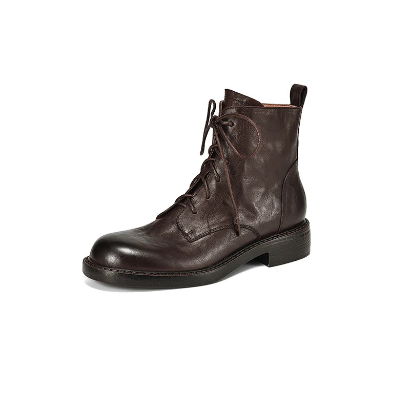 2025 New Autumn Ankle Winter Genuine Leather Women Boots Chelsea Boots Women Shoes Real Leather Shoes Retro Platform Shoes