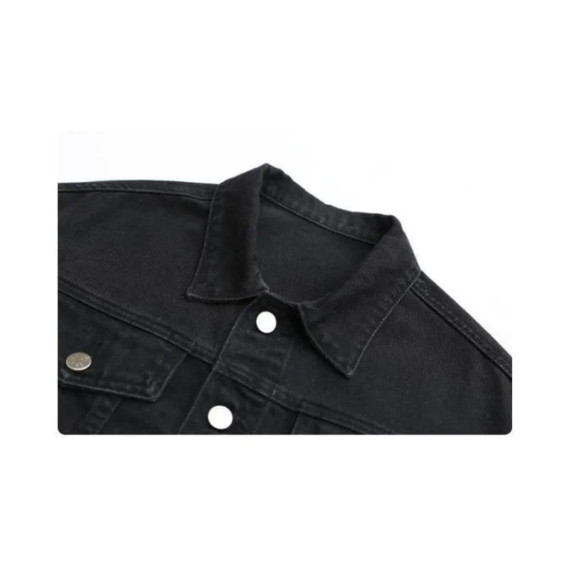 Jackets For Man Coat Spring Vintage Street Loose Black Denim Long Sleeve Top Versatile Outerwear