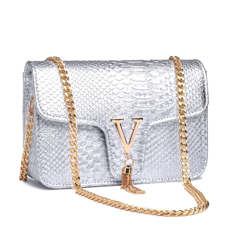 Crocodile Chain Small Crossbody Bags for Women,Black Luxury Brand Shoulder Bag,European Female Fashion Trend New Design Handbags