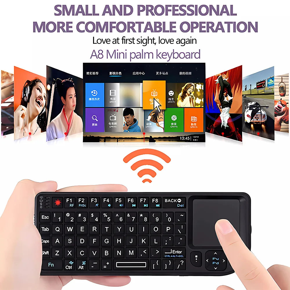 Air Mouse A8 Mini Wireless Keyboard 2.4G Backlit Portuguese Arabic Touchpad with Laser Pointer for iptv PC Smart TV Box