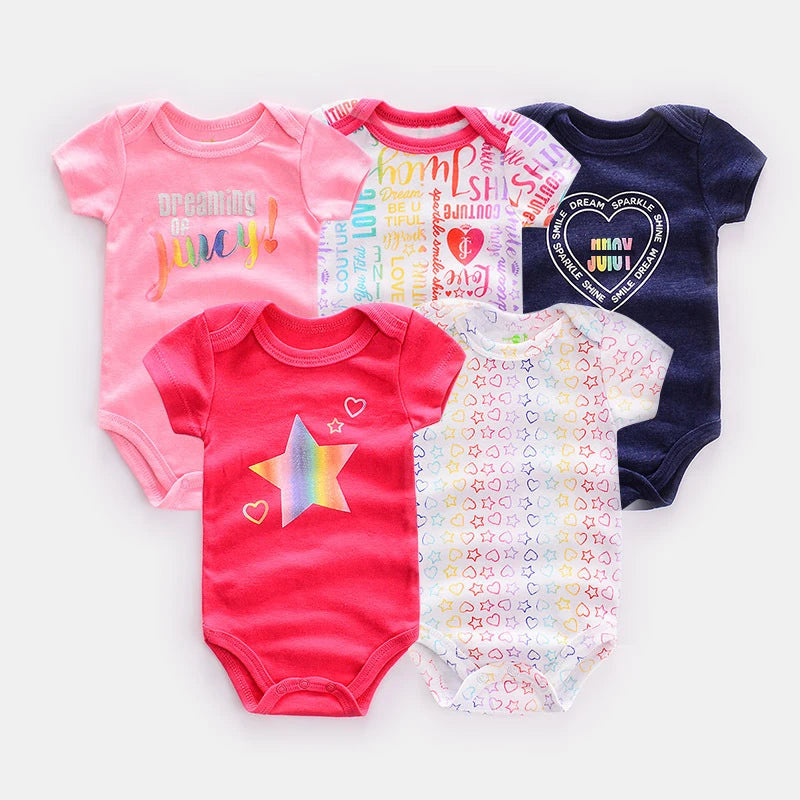 Ircomll, 5 unids/lote, ropa para bebé (niño o niña), monos de algodón de manga corta para recién nacido, conjunto para bebé niña, disfraz para bebé