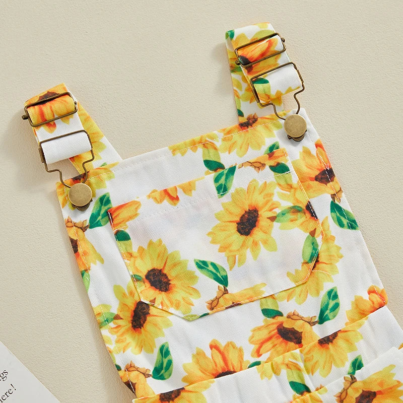 Toddler Baby Girl Sunflower Overalls Shorts Sleeveless Suspender Jumpsuit Romper Summer Clothes Outfit Clothing