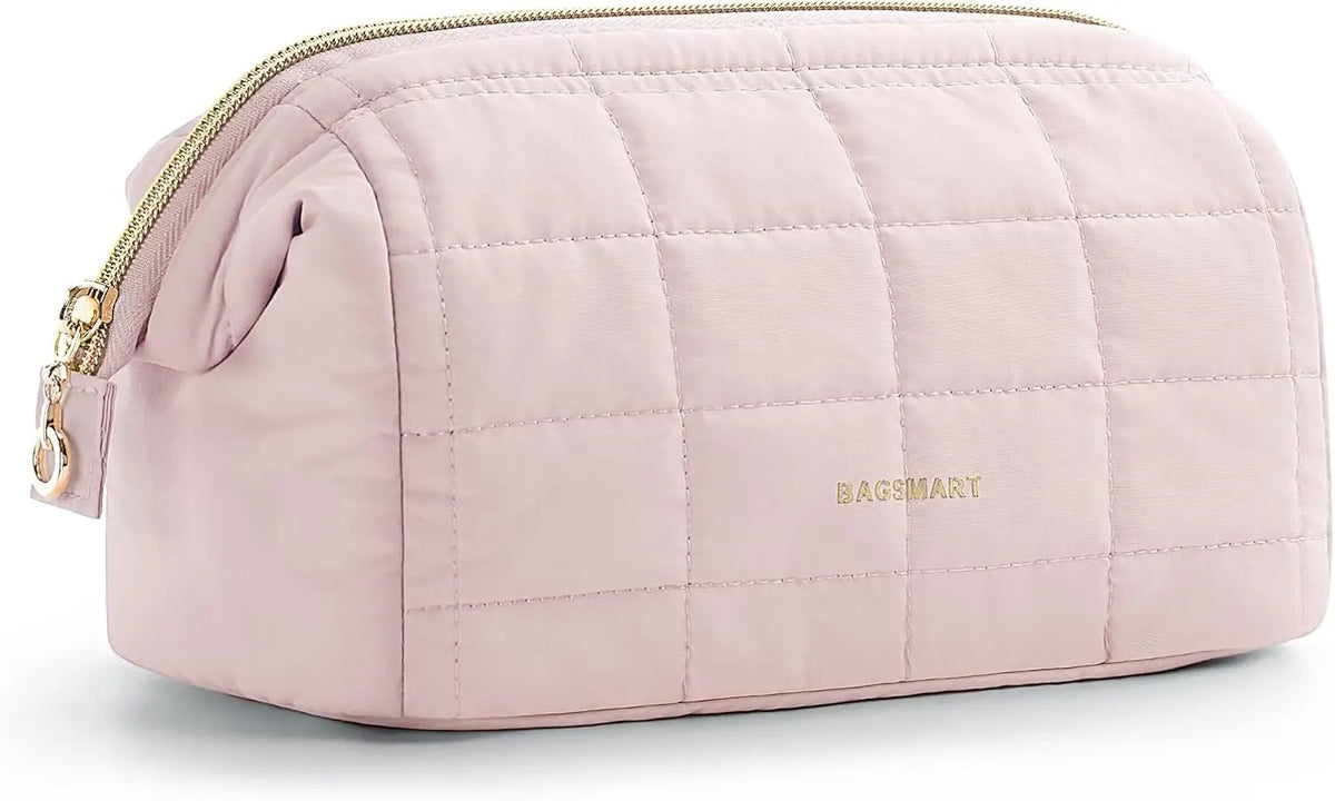 Makeup Bag Travel Toiletry Bag Puffy Padded Make Up Bags Wide Open Pouch Purse Travel Essentials Toiletries Accessories Brushes