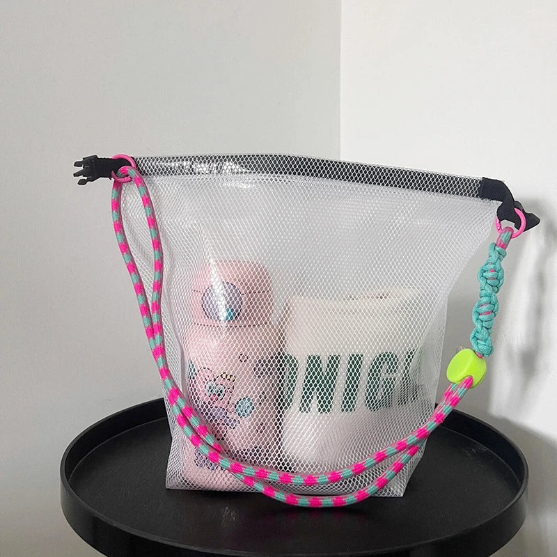 Makeup Bag New Water-proof Cosmetics Bag Fashion Travel Large Capacity Toiletries Pouch Trendy Girl Wash Bag with Lanyard