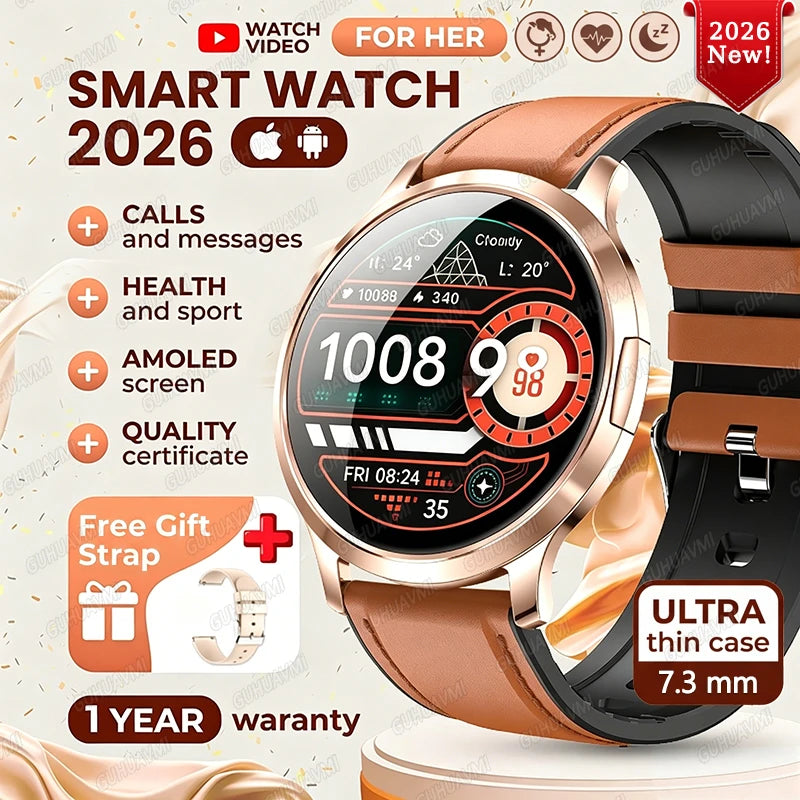 202 6New Smart Watch For Women 466*466 AMOLED Display Voice Call Sport Fitness Health Watches DIY Custom Dial Smartwatch Ladies